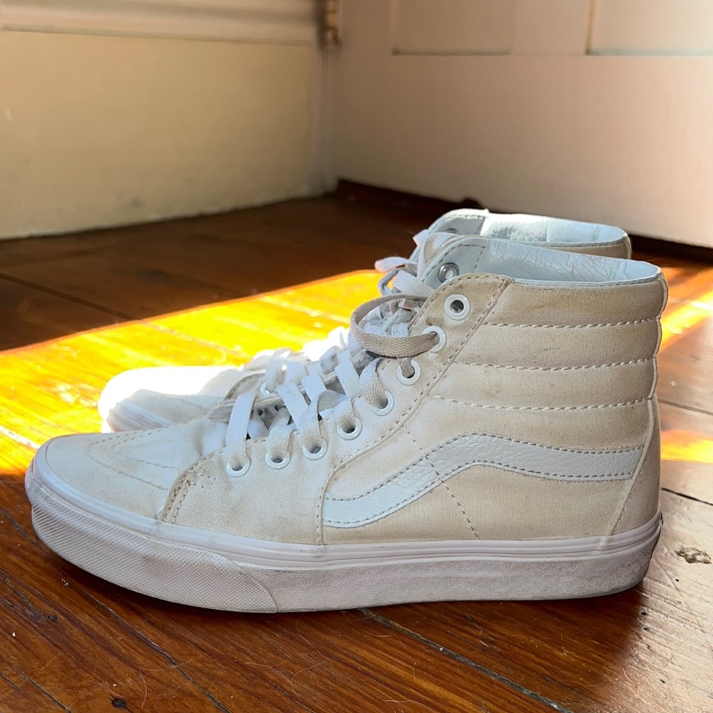 White hi top vans 8.5